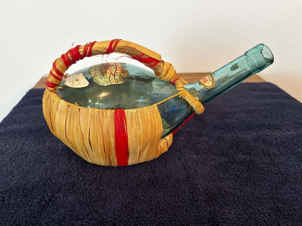 Vintage 1955 C. Serchi Chianti Colli D'Elsa Raffia Covered Wine Bottle